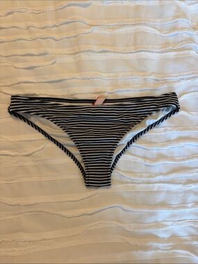 Victoria's Secret Black & White Striped Bikini Bottom